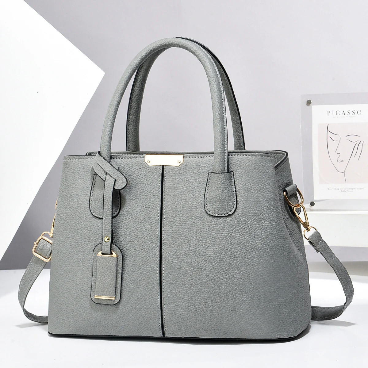Women PU Leather Handbags Ladies Large Capacity Tote - Image 5