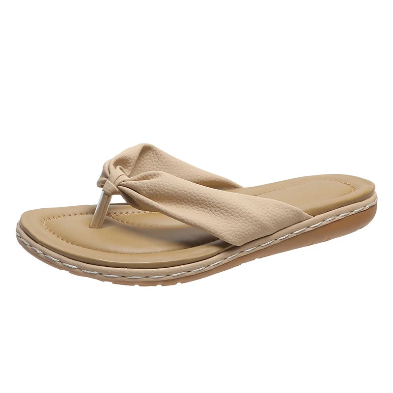 Clip Toe Bow Slippers Summer Flat Beach Shoes Flip - Image 9