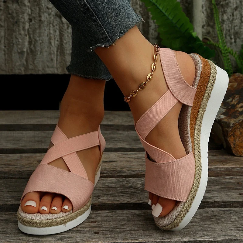 Wedge Sandals for Women Cross-strap Platform Gladiator - Image 6
