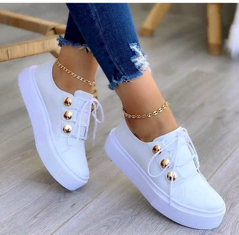 Lace-up Flats Sneakers Women Rivet Casual Shoes - Image 4