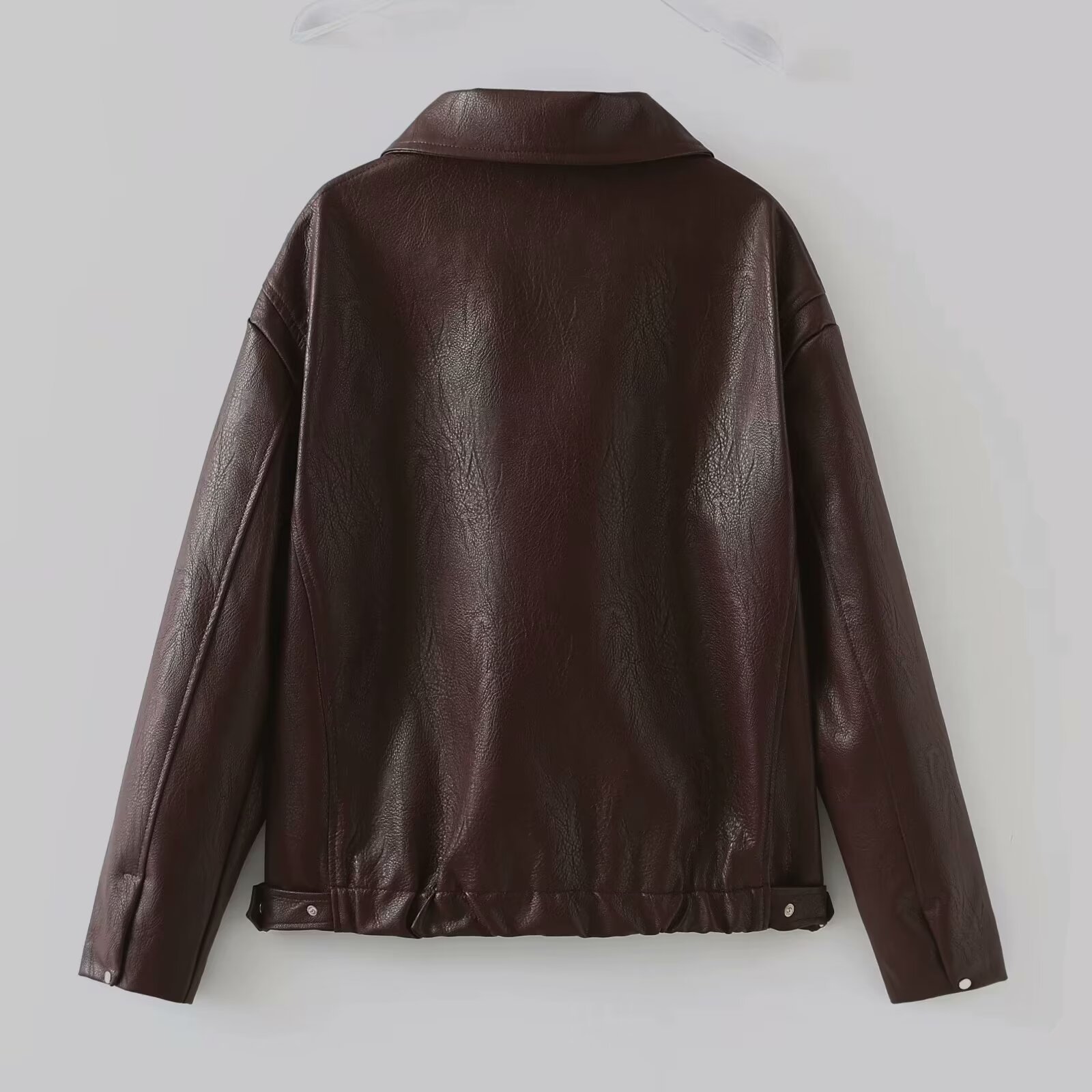 Solid Color Lapel Zipper Jacket Fashion Casual Long - Image 9