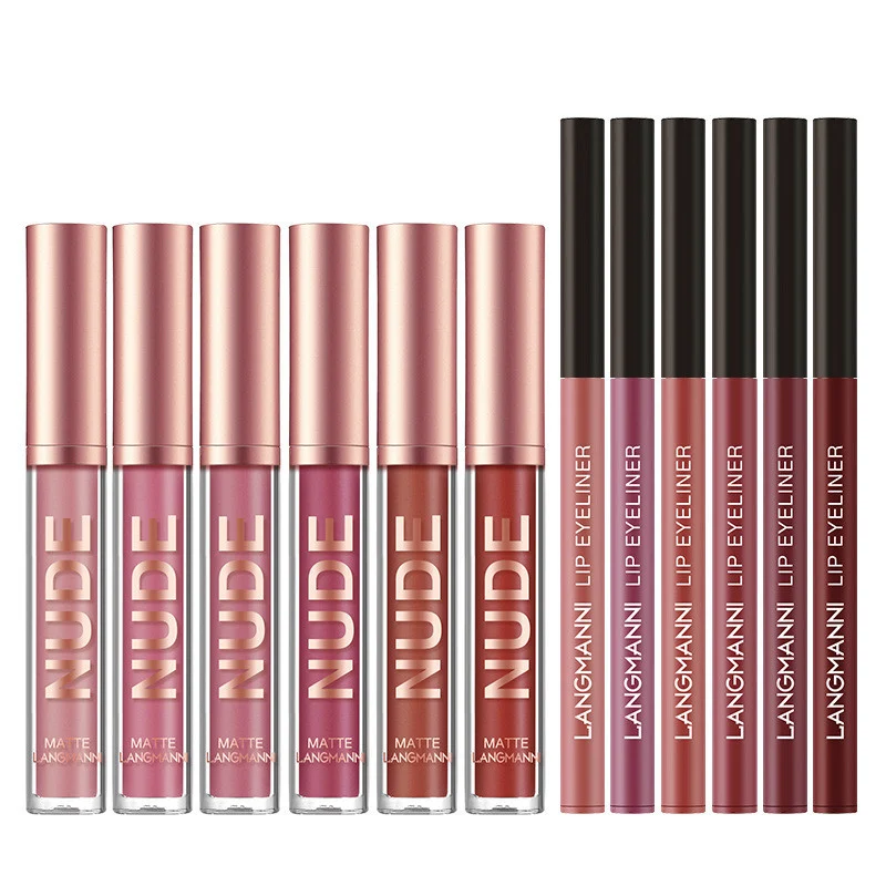 Lip Liner and Lipstick Makeup 12 Pcs Set 6 Matte - Image 2