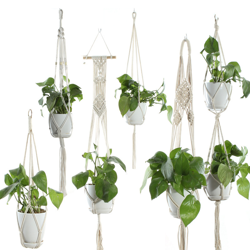 Flower Pot Net Bag Beige Cotton Rope Indoor Plant - Image 5