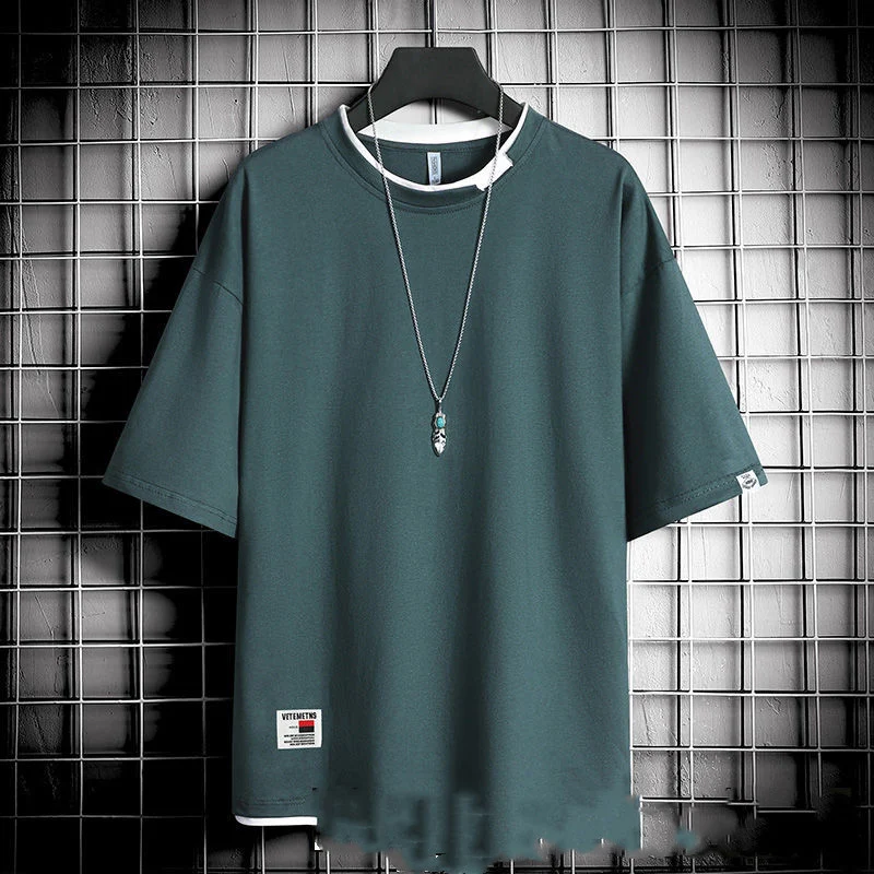 Hong Kong style loose T-shirt men - Image 3
