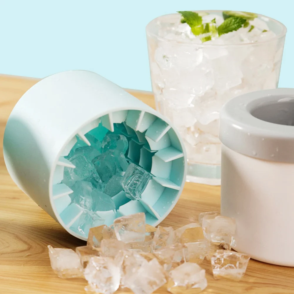 Portable 2 in 1 Ice Bucket Mold with Lid Space Saving