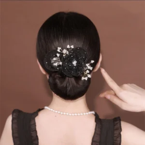 Starry Sky Flower Style Updo Topknot Hair Clip Black