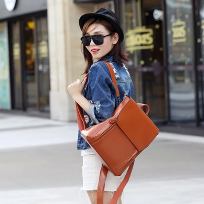 Women Backpack Cross Body Shoulder Bag Genuine Leather - Image 3