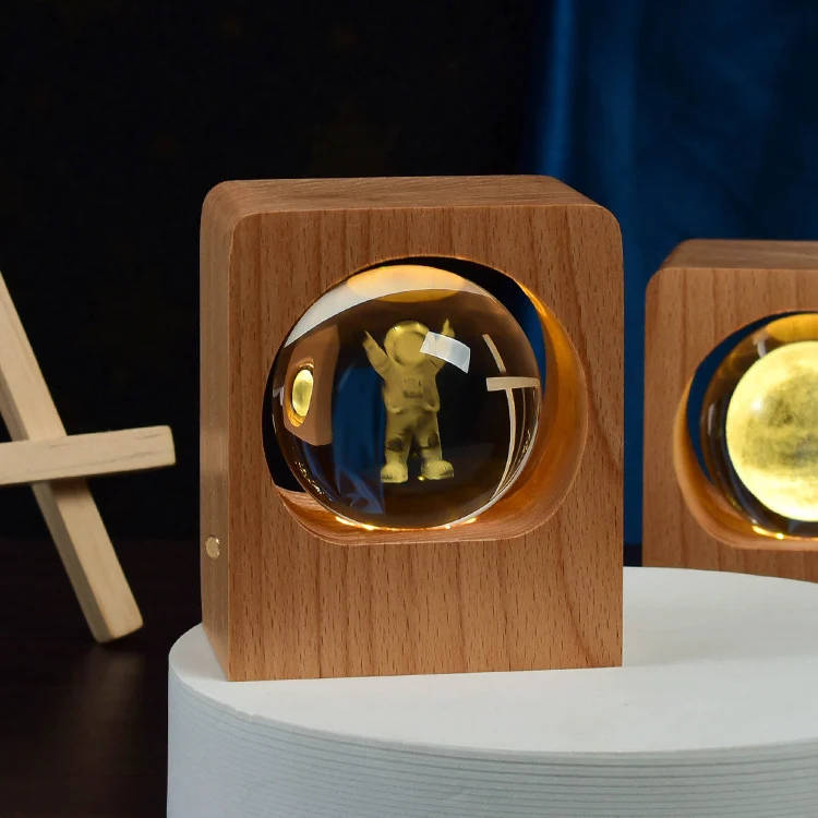 Beech Crystal Ball Night Light 3D Laser Engraving Elk - Image 4