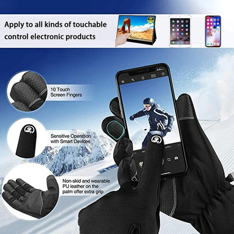Winter Gloves Touchscreen Non-Slip Unisex Waterproof - Image 2