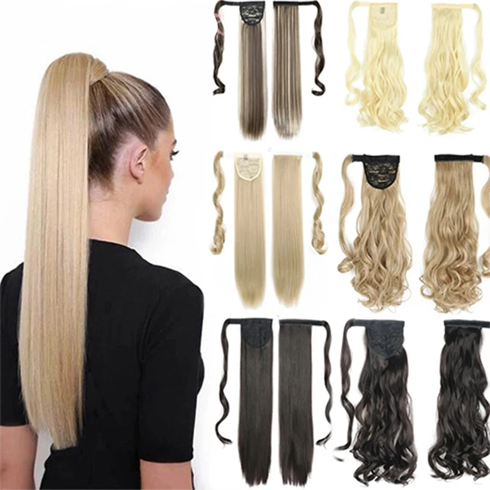 Long Straight Wrap Around Clip in Ponytail Hair