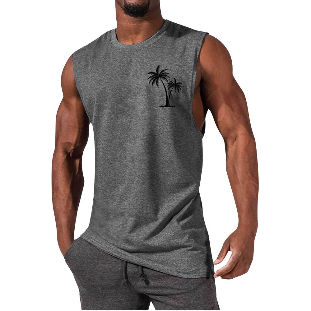 Coconut Tree Embroidery Vest Summer Beach Tank Tops - Image 7