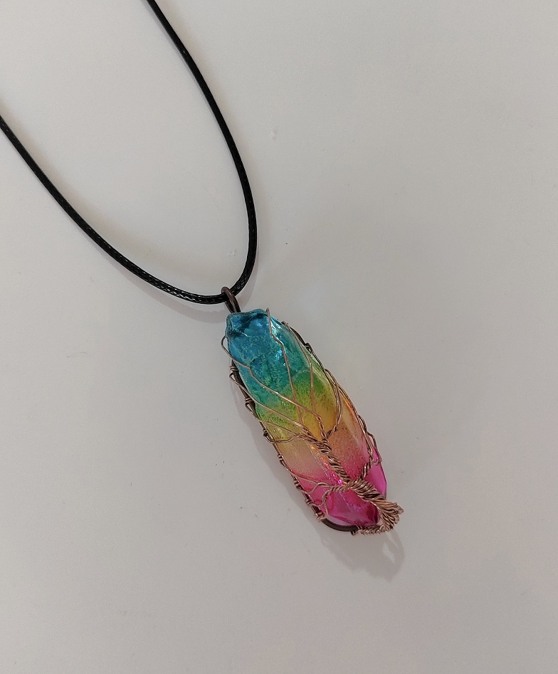 Stone Crystal Pillar Tree of Life Pendant Ins Fashion - Image 6