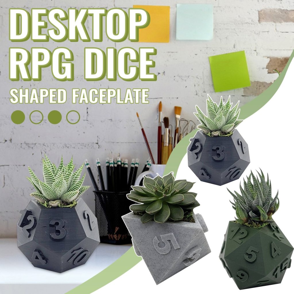 3D Printed Plant Pot Table Top RPG Dice Succulent
