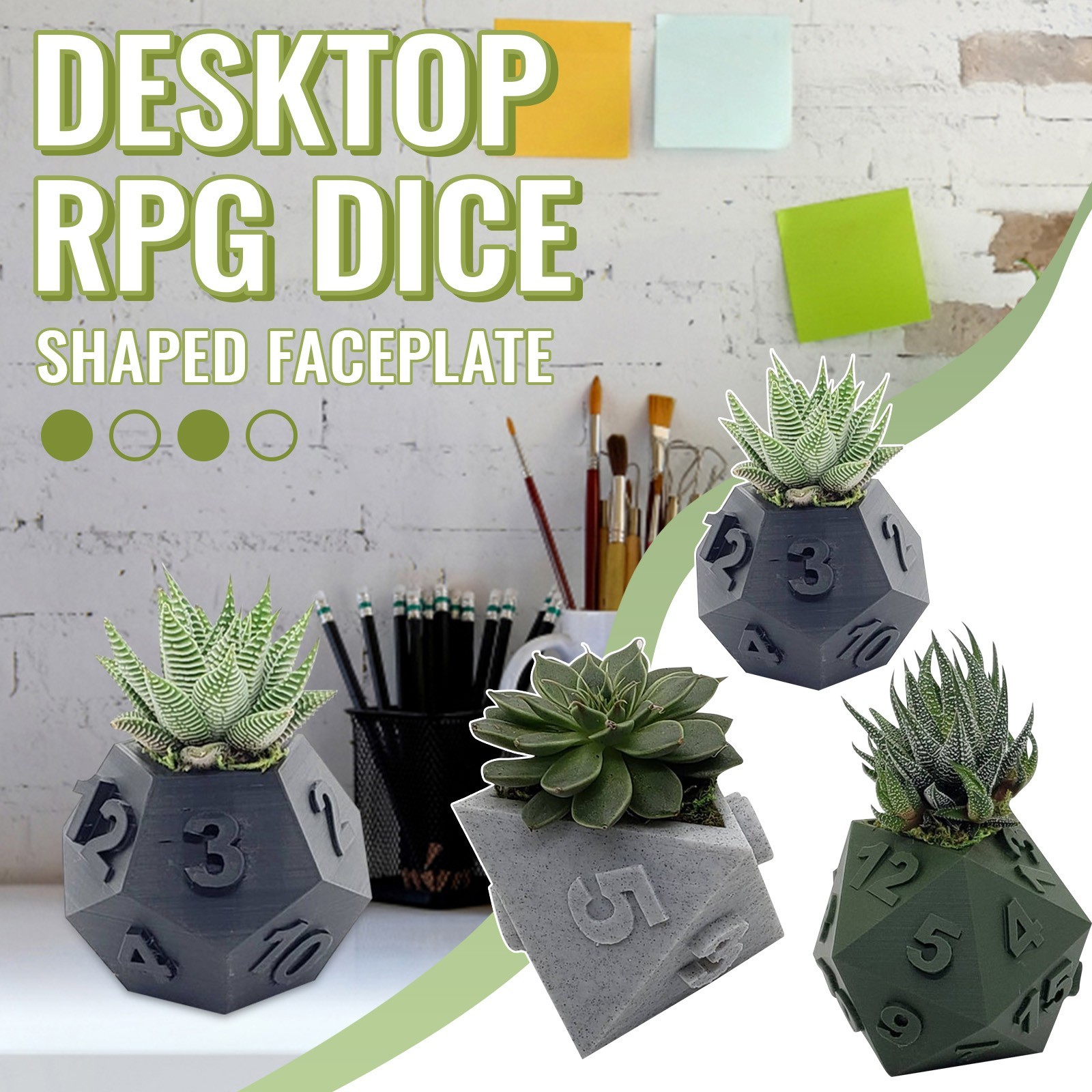 3D Printed Plant Pot Table Top RPG Dice Succulent