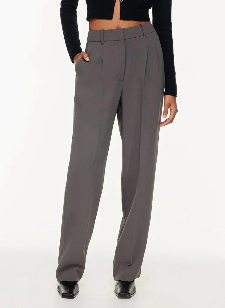 High Waist Straight Trousers With Pockets Wide Leg Casual Pants For Women - Image 7