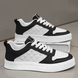 Casual Lace-up Sneakers Men Fashion Breathable Plaid