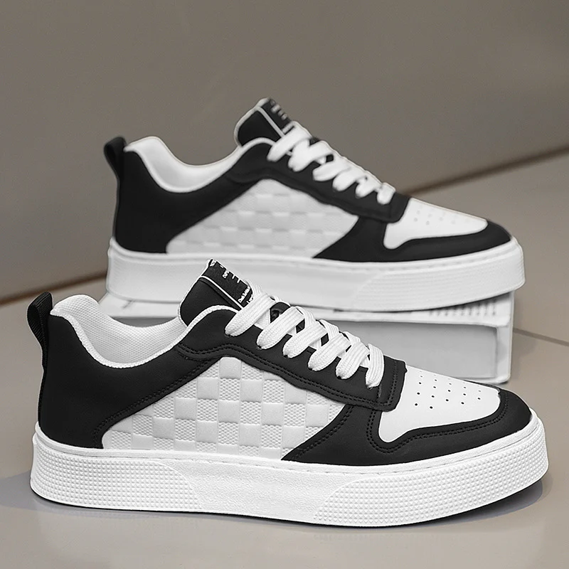 Casual Lace-up Sneakers Men Fashion Breathable Plaid