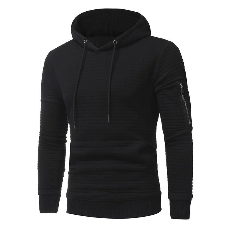 Men Sweatshirt Hoodie With Arm Zipper Long Sleeve Slim Tops - Image 4