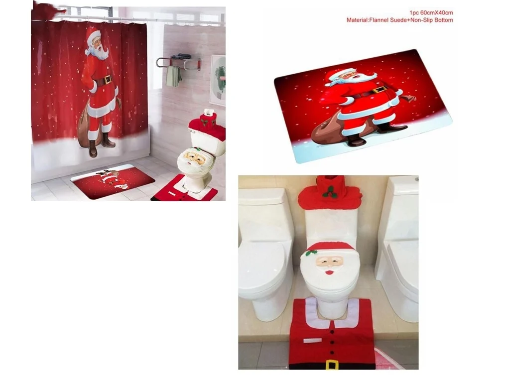 Merry Christmas Bathroom Curtain Santa Claus Toilet - Image 7