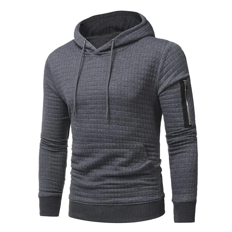 Men Sweatshirt Hoodie With Arm Zipper Long Sleeve Slim Tops - Image 3
