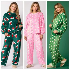 Casual Flannel Pajama Sets for Women 2 Piece Cute Long