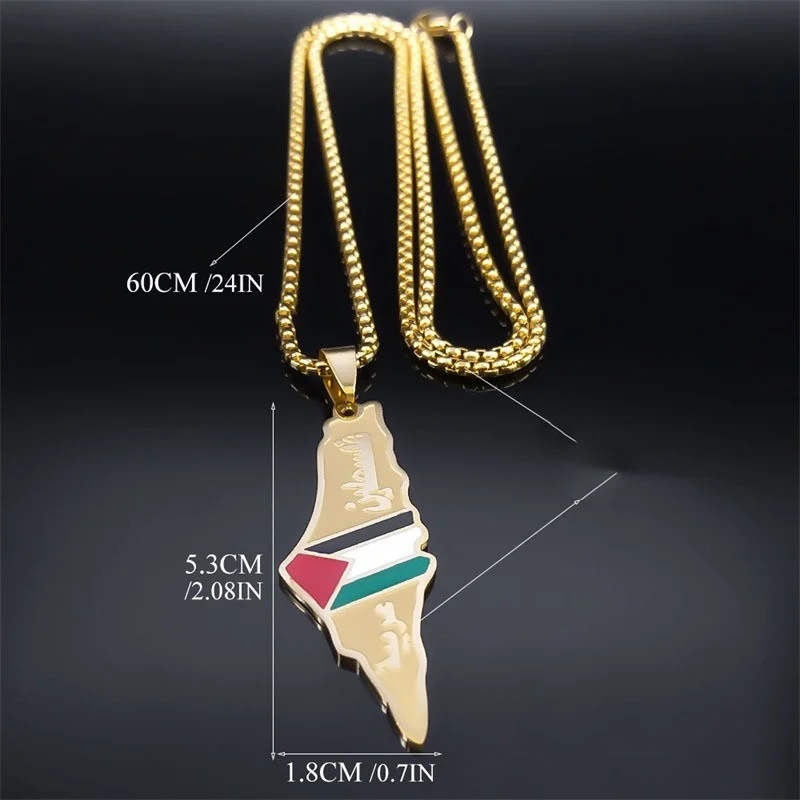 Palestine Israel Map Pendant Necklaces for Men Women - Image 5