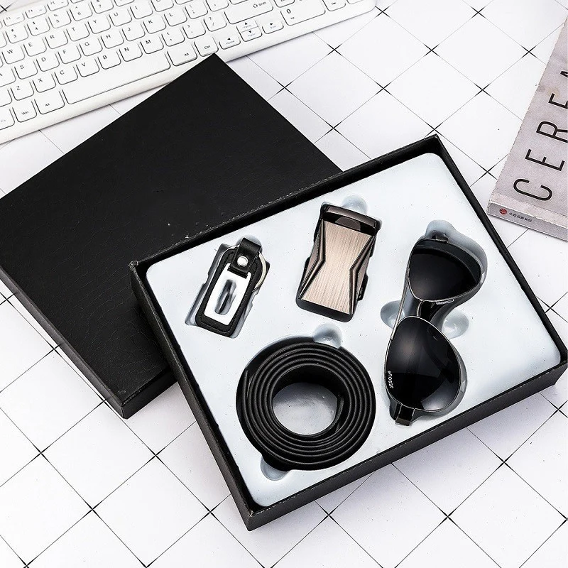 Business Belt Wallet Wrist Watch Pen Gift Box Set for