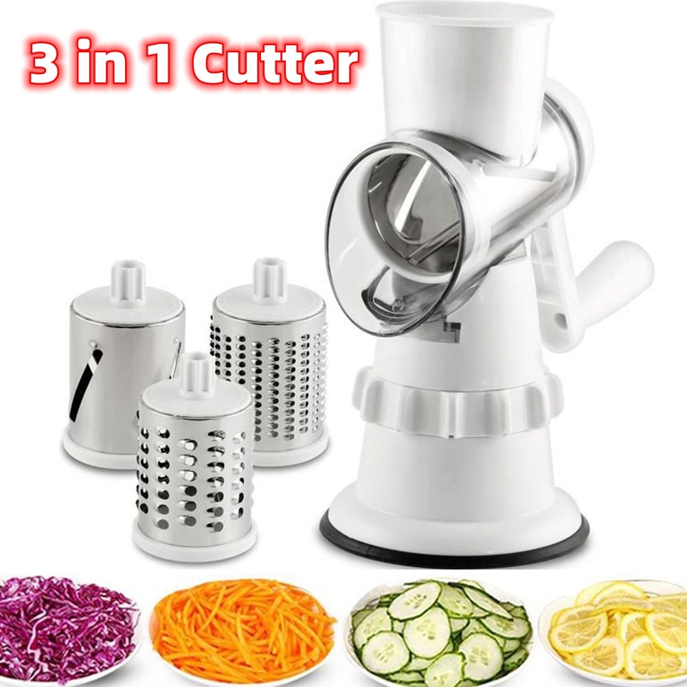 3-in-1 Rotary Vegetable Slicer & Grater
