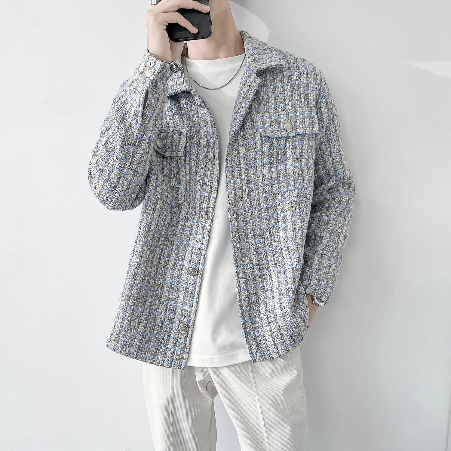 Small Fragrance Jacket Casual Men Wear Loose Coat - Image 3