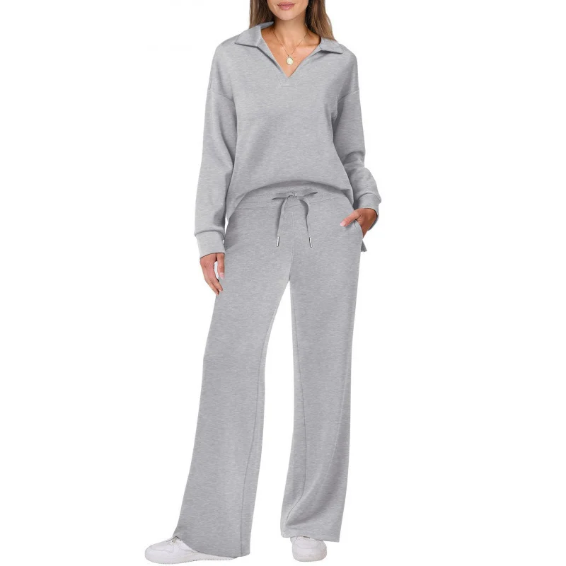 Women's Tracksuit Sports Suit V-neck Long-sleeved - Image 8