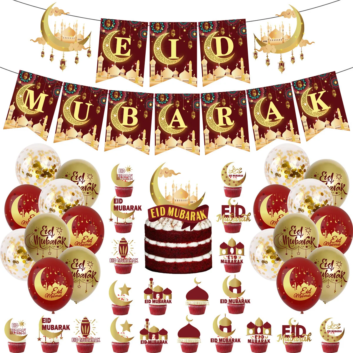 Muslim Ramadan Party Decoration Kit Cake Inserts - Image 2