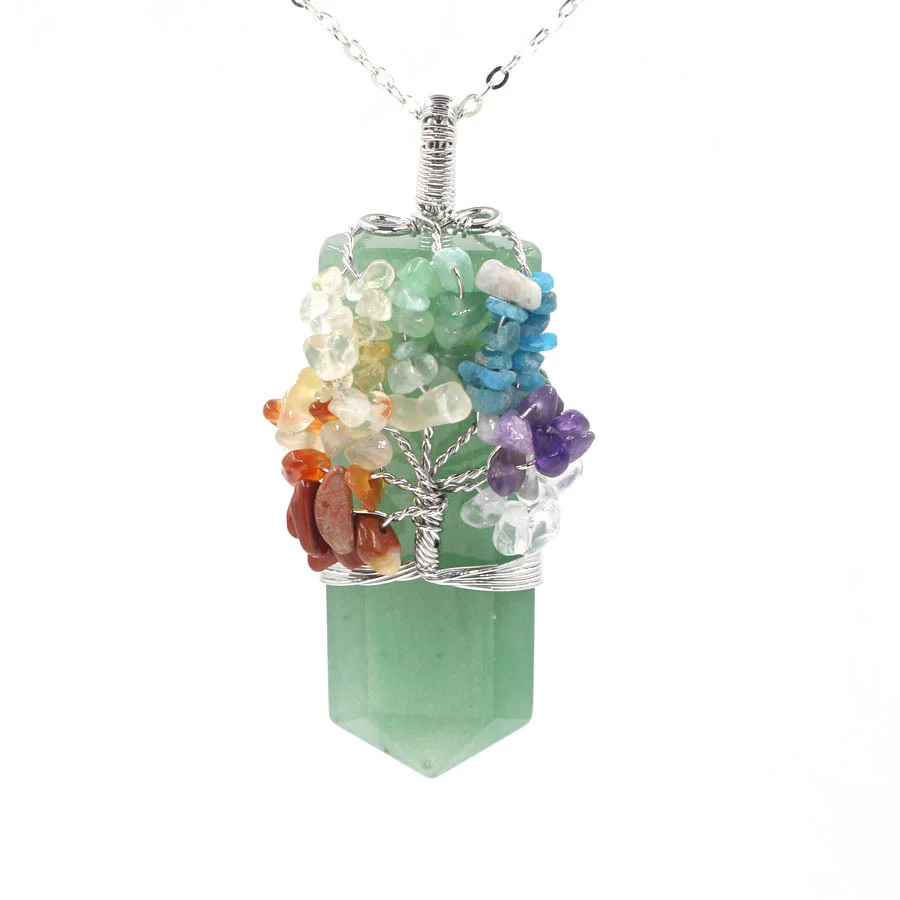 Crystal Column Tree of Life Winding Pendant Necklace - Image 2