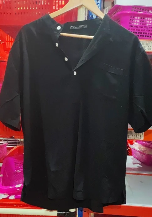Casual Linen Solid Color Shirt Button V Neck Beach Shirt Men Summer Tops - Image 9