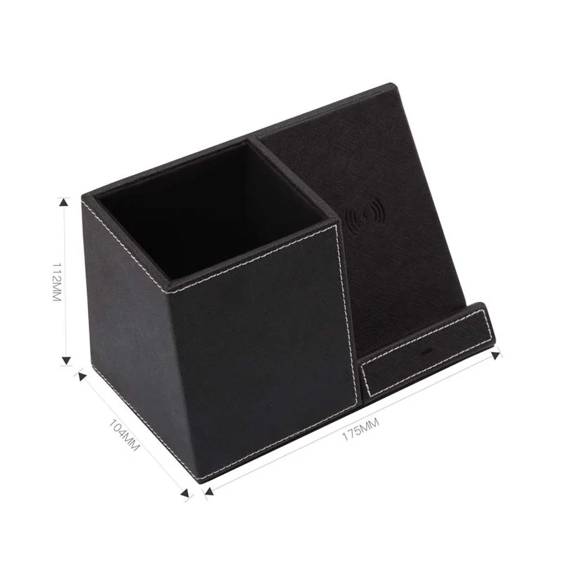 Leather Pen Holder Wireless Charger Wireless Phone - Image 5