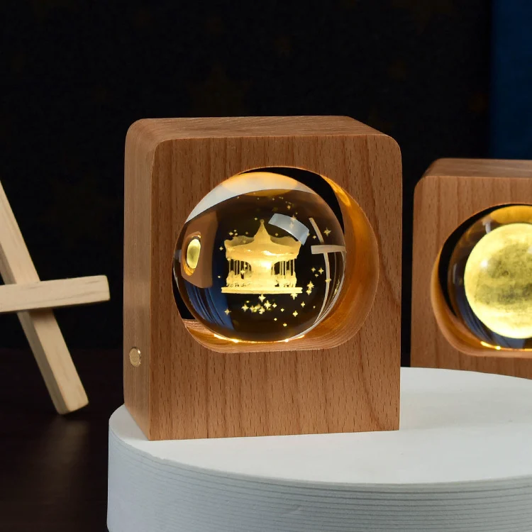 Beech Crystal Ball Night Light 3D Laser Engraving Elk - Image 8