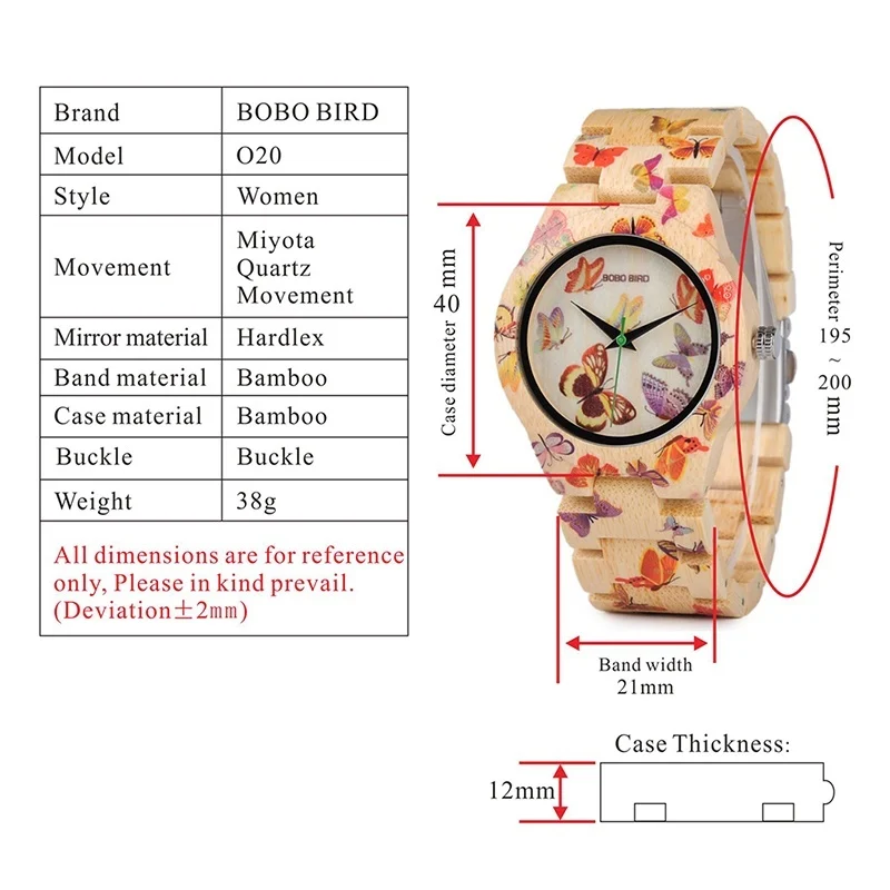 BOBO BIRD O20 Butterfly Print Women Watches All Bamboo - Image 4