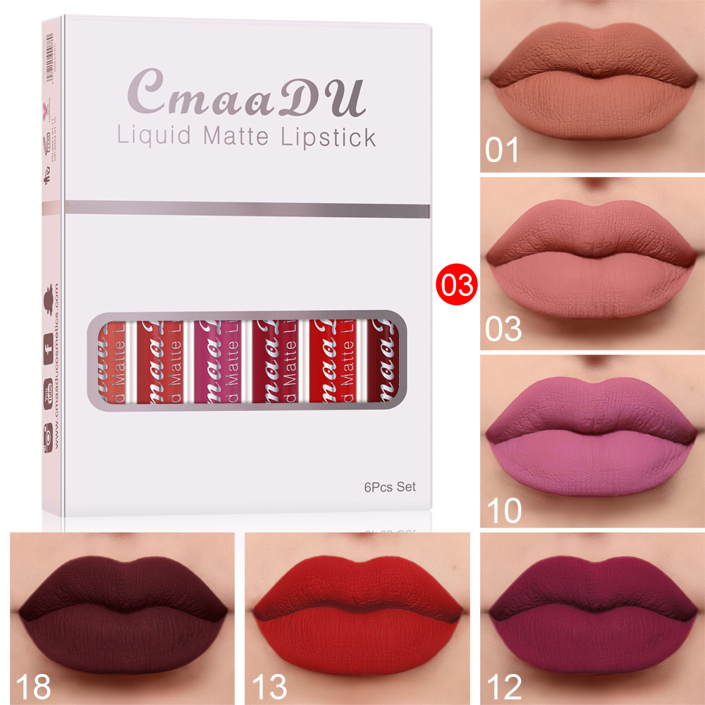 6 Boxes of Matte Non-stick Cup Waterproof Lipstick Long - Image 6