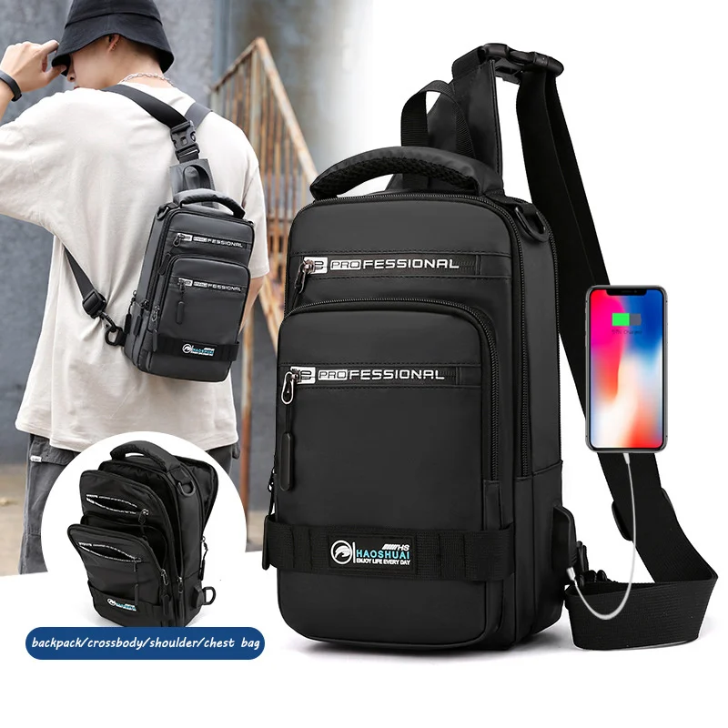 Multifunction Bags for Men Nylon Backpack Crossbody