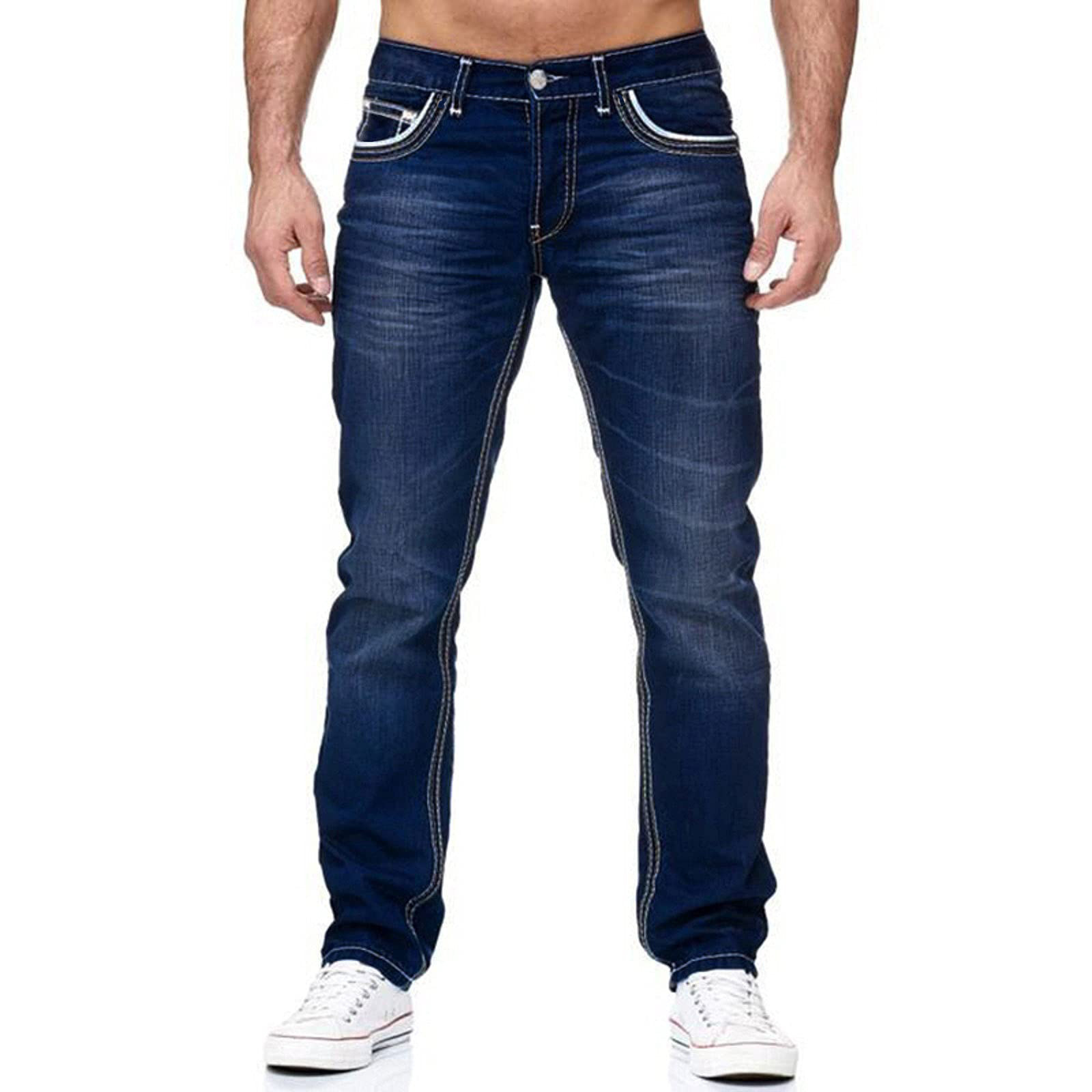 Men Jeans with Pockets Straight Pants Business Casual - Image 3