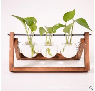 Glass Wood Vase Table Desktop Hydroponics Plant - Image 10