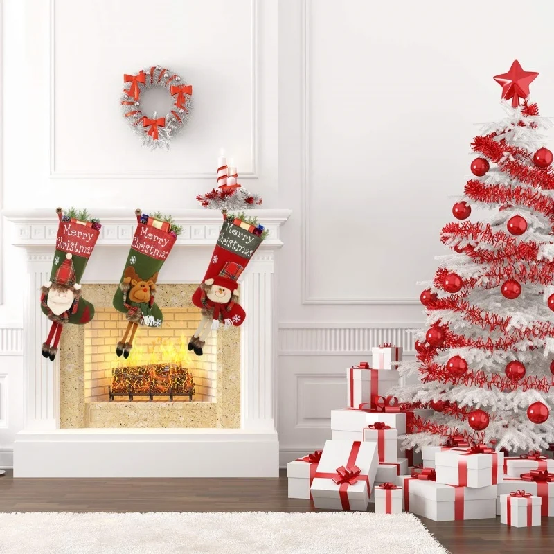 Year Xmas Big Stockings Set Decorations Christmas 3D - Image 7