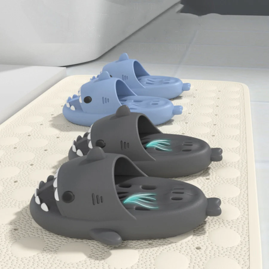 Shark Slippers with Drain Holes Shower Shoes for Women - Image 3