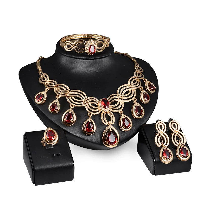 Set Jewelry Fashion Gems Necklace And Earrings Alloy Jewelry - Image 4