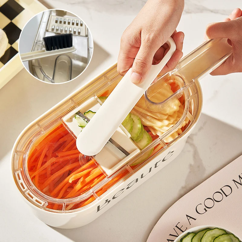 Multifunction Vegetable Cutter with Basket and Brush - Image 2