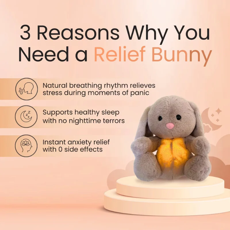 Breathing Rabbit Soothing Sensory Plush Toy with - Image 4