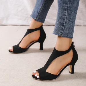 High Heel Peep Toe Sandals Women Back Zipper Outdoor