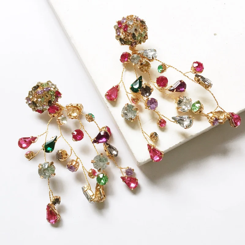 Earrings Colorful Diamond Earrings Colorful Crystal Earrings - Image 3