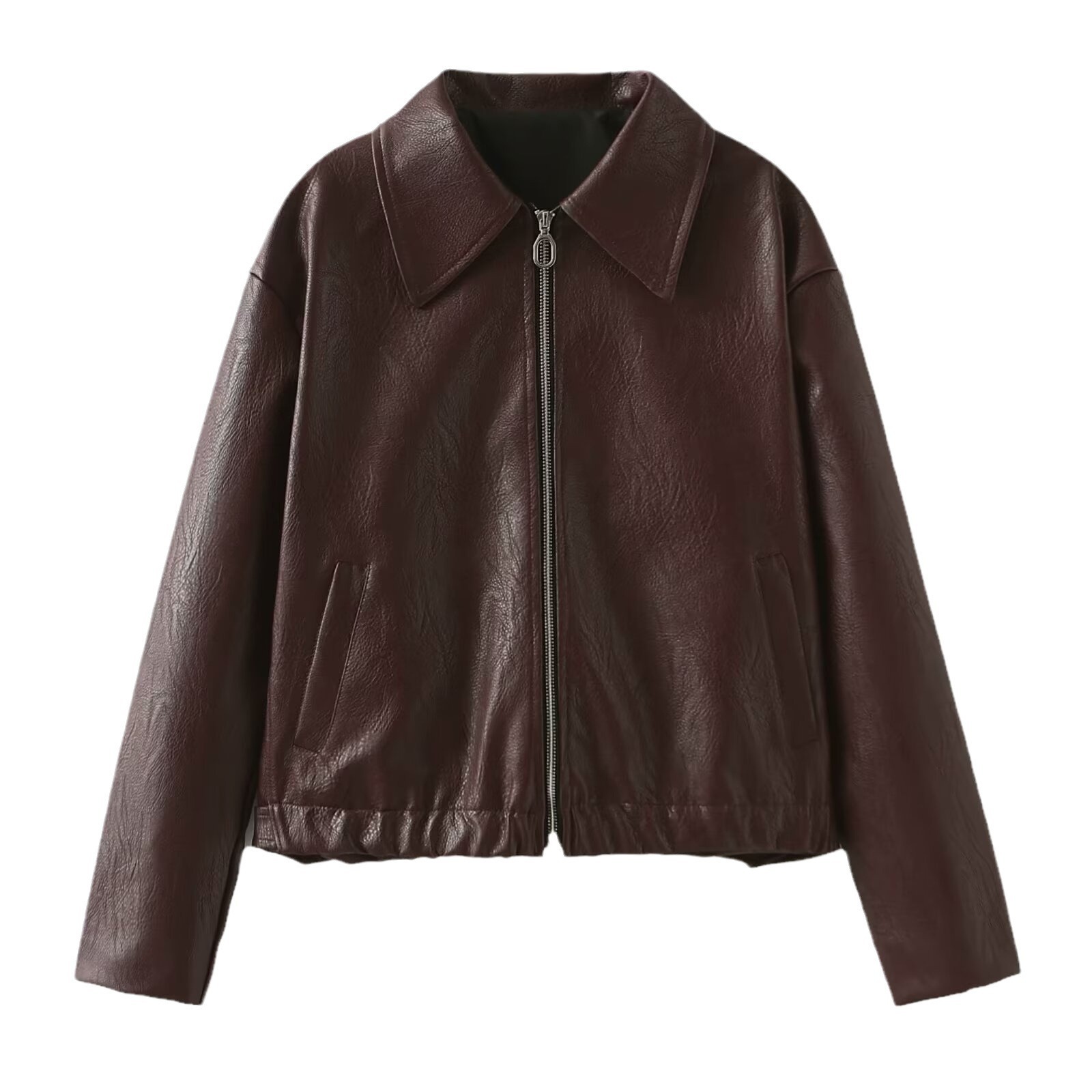 Solid Color Lapel Zipper Jacket Fashion Casual Long - Image 10
