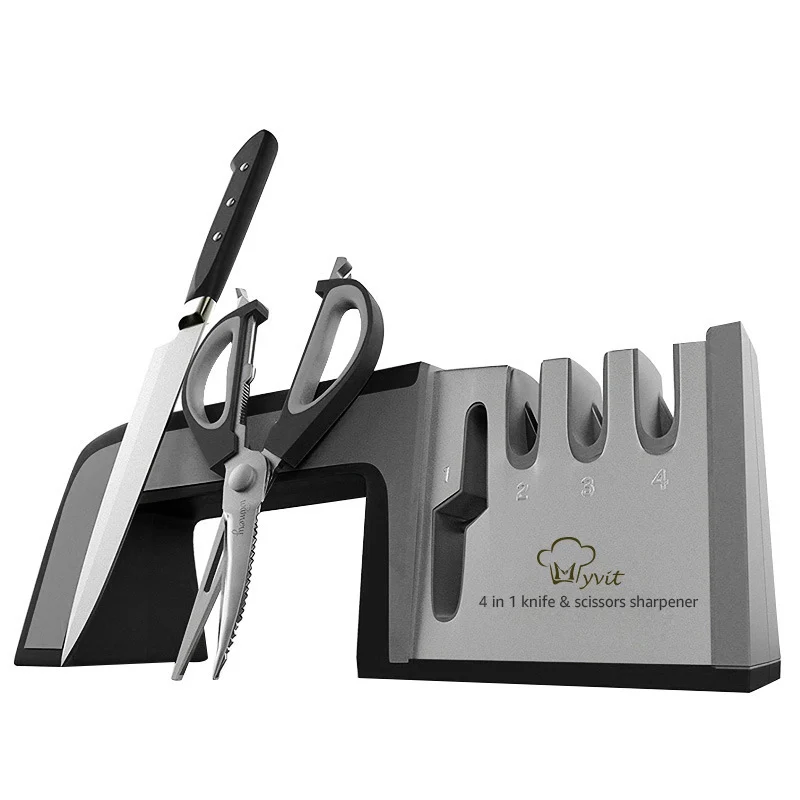 A Four-in-one Family Uses A Sharpener to Sharpen A
