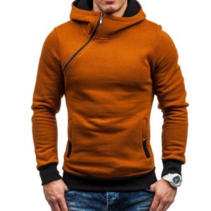 Brand Hoodie Oblique Zipper Solid Color Hoodies Men